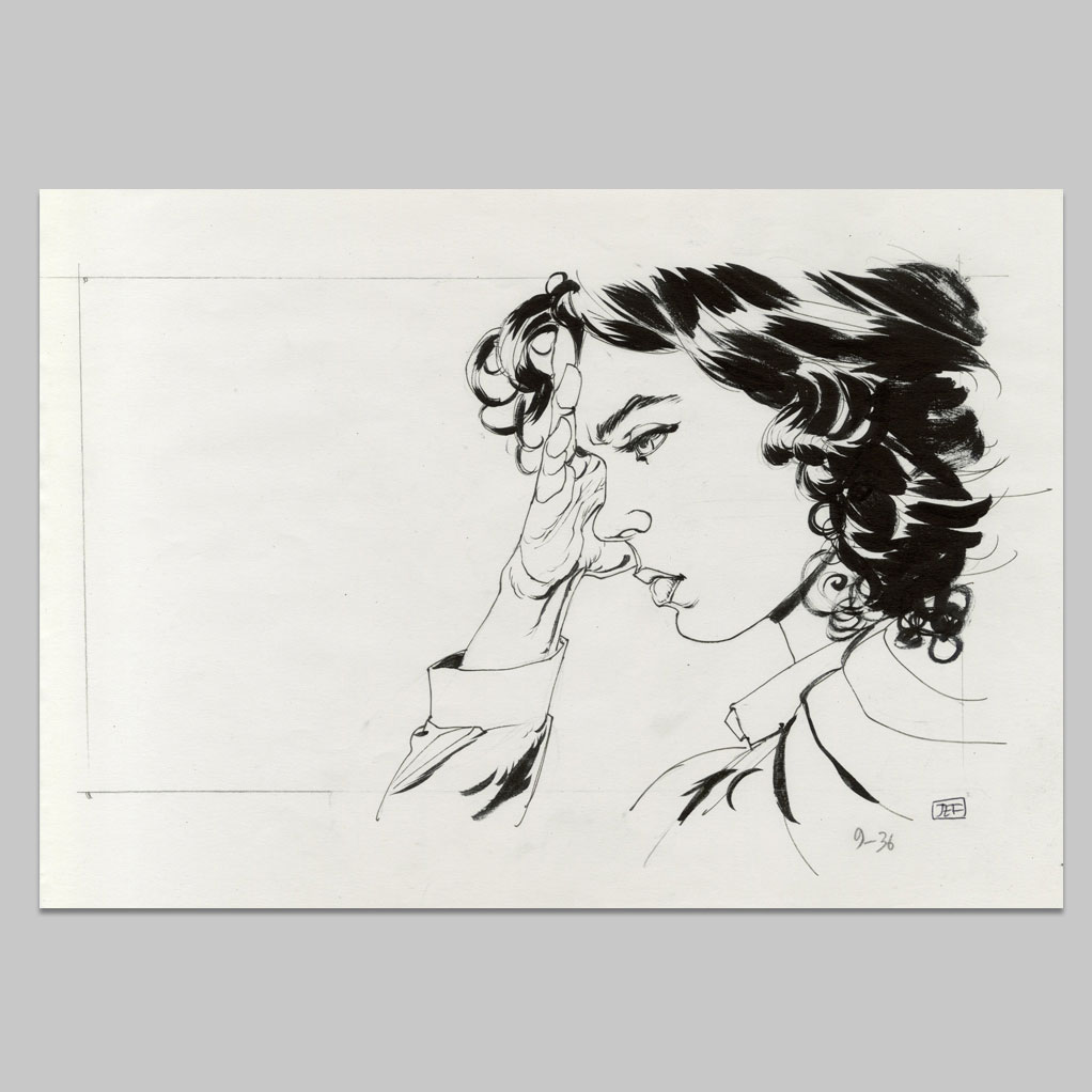 Illustration Portrait femme cheveux noirs 2